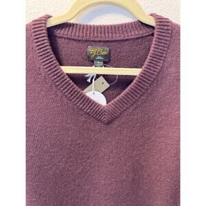 J Crew Mens Cashmere Sweater Maroon Burgundy Merlot V-neck Small New